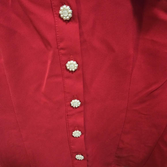 Hell Bunny Cherry Red Scalloped Blouse - Picture 4 of 6